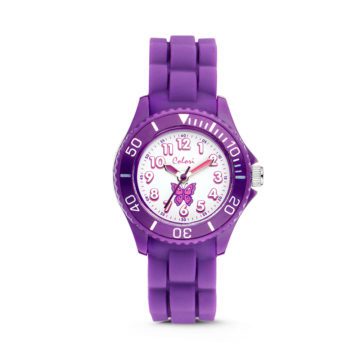 Colori kinderhorloge Vlinder paars 30 mm 5-CLK012