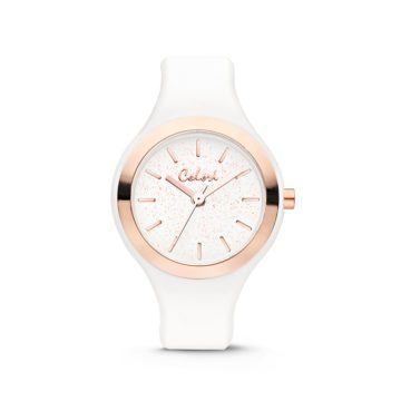 Colori Macaron 5 COL576 Horloge – Siliconen Band – Ø 30 mm – Wit / Rosékleurig