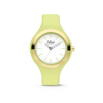 Colori Horloge Macaron staal/siliconen rosékleurig/lichtgroen 44 mm 5-COL434