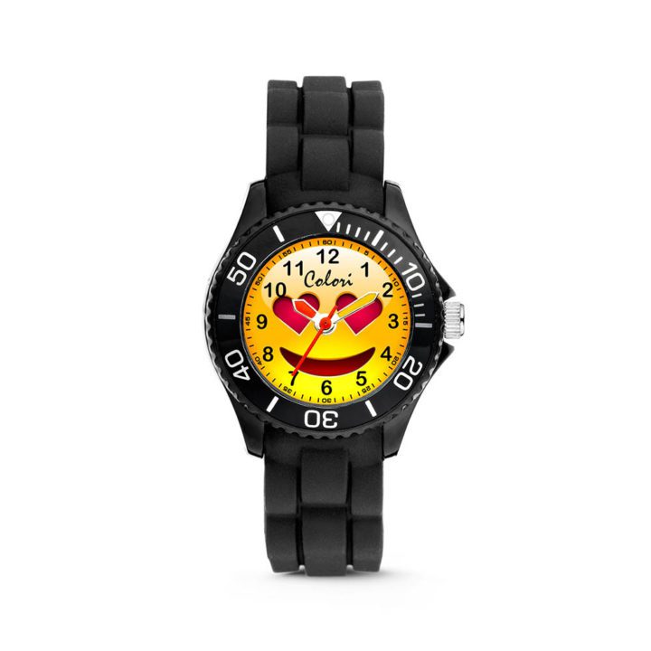 Colori kinderhorloge Happy Smile zwart 30 mm 5-CLK073