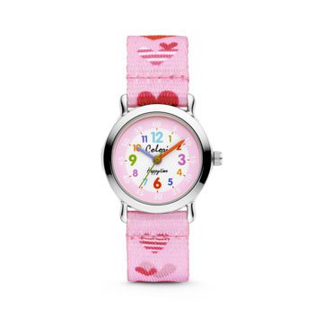 Colori Kidz 5 CLK108 Kinderhorloge met Hartjes – Kunststof Band – Ø 27 mm – Roze