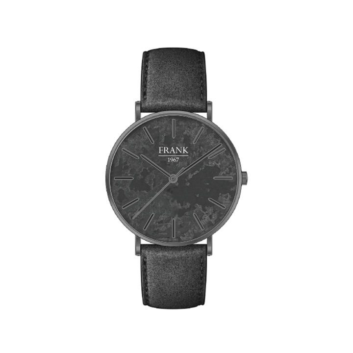 Frank 1967 Watches 7FW 0020 Stalen Horloge met Leren Band - Ø42 mm - Grijs