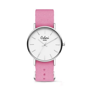 Colori XOXO 5 COL557 Horloge geschenkset met Armband – Nato Band – Ø 36 mm – Roze / Zilverkleurig