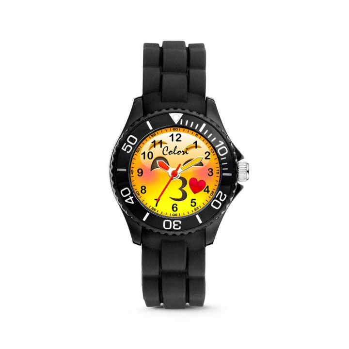 Colori kinderhorloge Happy Smile zwart 30 mm 5-CLK071