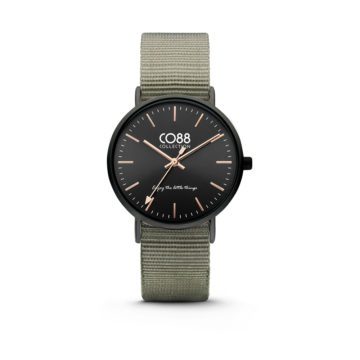 CO88 Horloge staal/nylon zwart/groen 36 mm 8CW-10037