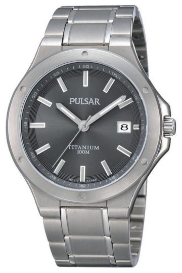 Pulsar Herenhorloge titanium en beschermde kroon PS9125X1