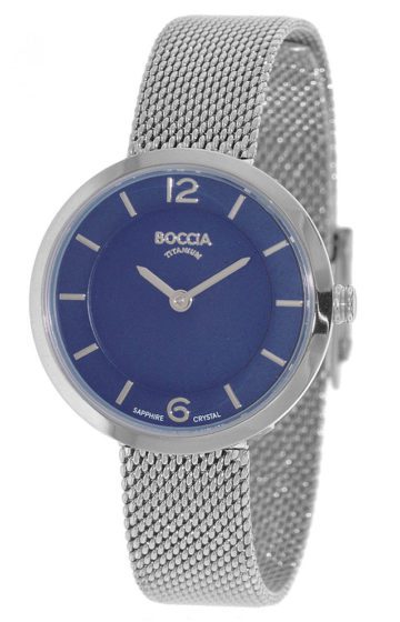 Boccia Dameshorloge titanium zilverkleurig-blauw 34 mm 3266-05