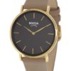 Boccia 3273-04 Horloge titanium-leder goudkleurig-taupe 35 mm