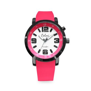 Colori Kinderhorloge Flash staal/siliconen roze 34 mm 5-CLK083