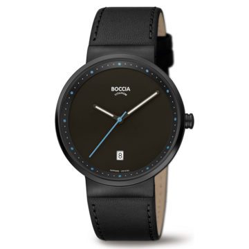 Boccia 3615-04 Horloge titanium/leder zwart 36 mm