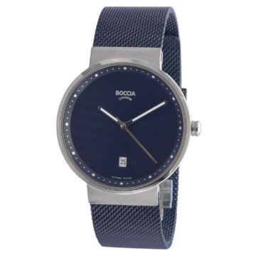 Boccia 3615-05 Horloge titanium/staal zilverkleurig-blauw 36 mm