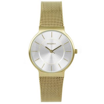 Prisma P.1809 Horloge staal goudkleurig mesh