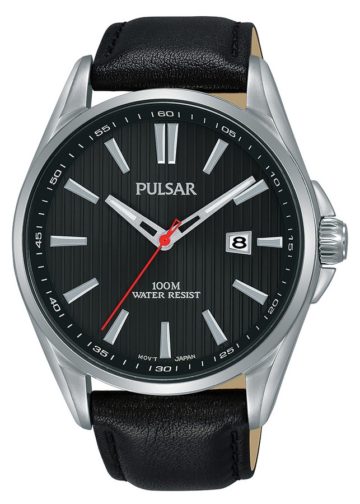 Pulsar PS9609X1 herenhorloge staal/leder zwart 43 mm