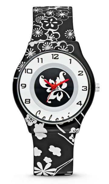 Colori kinderhorloge Funtime Flower zwart-wit 34 mm 5-CLK042