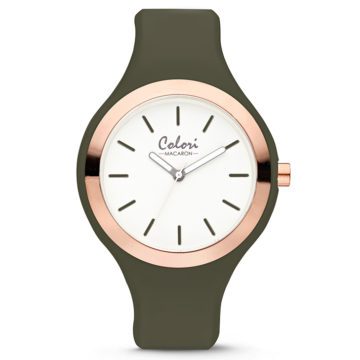 Colori 5-COL502 Horloge Macaron staal/siliconen rosé-olijfgroen 44 mm 5-COL502