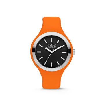 Colori Macaron 5 COL587 Horloge – Siliconen Band – Ø 44 mm – Oranje / Zwart