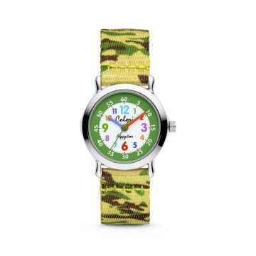 Colori Kidz 5 CLK105 Kinderhorloge met Legerprint – Kunststof Band – Ø 27 mm – Groen / Multikleur