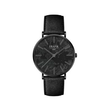Frank 1967 Watches 7FW 0019 Stalen Horloge met Leren Band – Ø42 mm – Zwart