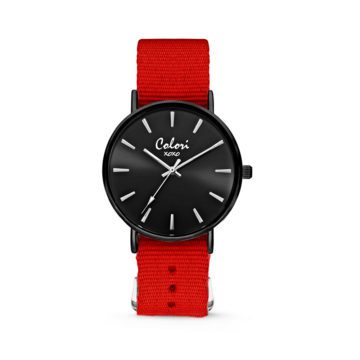 Colori XOXO 5 COL554 Horloge geschenkset met Armband – Nato Band – Ø 36 mm – Rood / Zwart