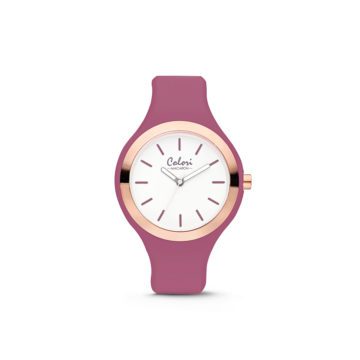 Colori Horloge Macaron staal/siliconen rosé-vintage roze 30 mm 5-COL512