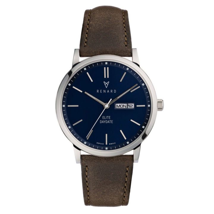 Renard Horloge RD381SS40OGR Elite Day Date Blue Dark Olive