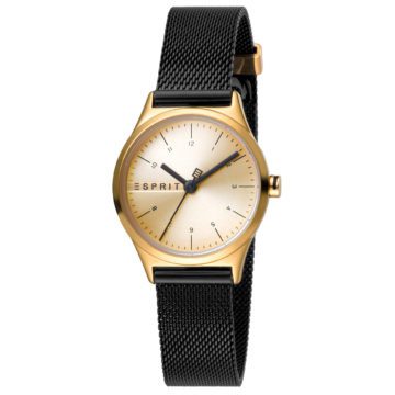 Esprit ES1L052M0105 Horloge Essential Mini Mesh 28 mm zwart-goudkleurig