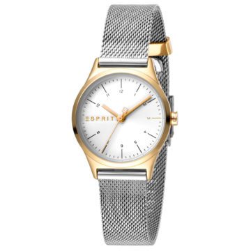 Esprit ES1L052M0085 Horloge Essential Mini Mesh 28 mm zilver- en goudkleurig