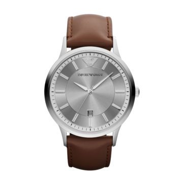 Emporio Armani AR2463 Horloge Renato staal/leder zilverkleurig-bruin