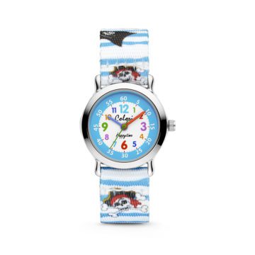 Colori Kidz 5 CLK107 Kinderhorloge met Piraten – Kunststof Band – Ø 27 mm – Wit / Blauw