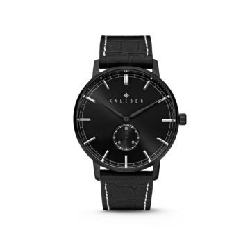 Kaliber 7KW-00006 – Stalen Horloge met Leren Band – Zwart – 40 mm