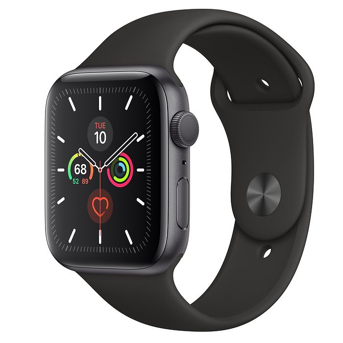 Apple Watch Series 5 GPS 44mm Space Gray Aluminum with Black Sport Band A2093