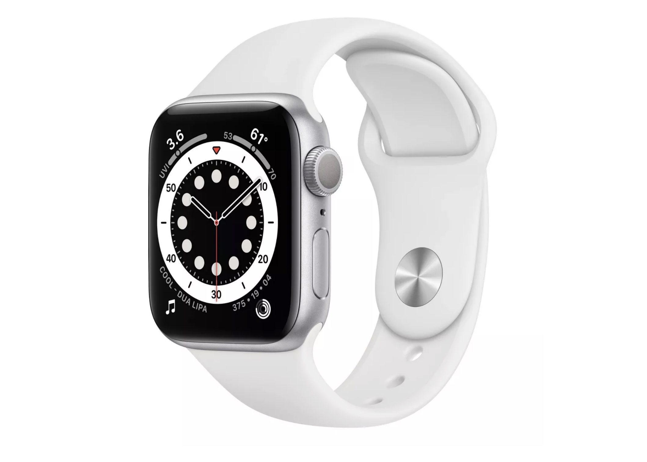 Apple Watch Series 6 GPS 40mm Silver Aluminum with White Sport Band A2291