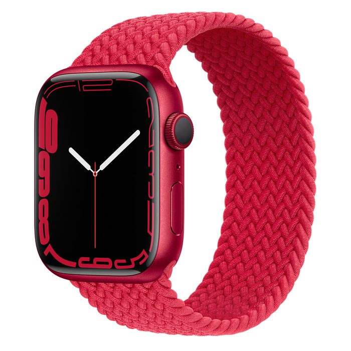 Apple Watch Series 7 GPS 45mm (PRODUCT) Red Aluminum with Red Braided Solo Loop A2474