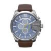 Diesel Horloge Chronograaf Master Chief staal/leder zilverkleurig-bruin 59 mm DZ4281