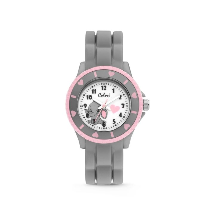 Colori Kidz 5 CLK113 Kinderhorloge met Olifant - Siliconen Band - Ø 30 mm - Grijs