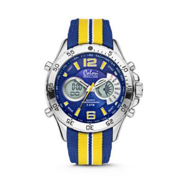 Colori Horloge Holland Sports staal/nylon geel-blauw 48 mm 5-CLD134