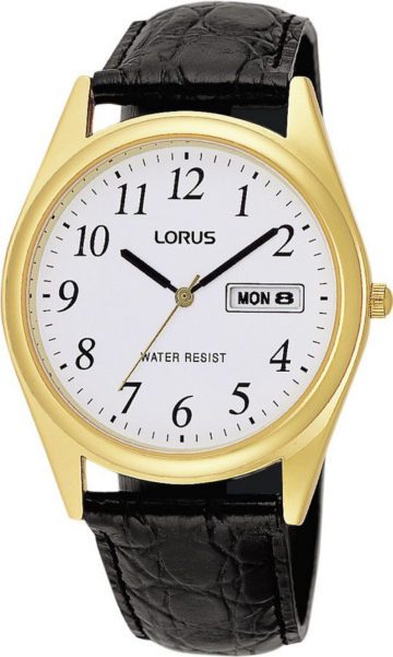 Lorus RXN56AX9 Herenhorloge Staal-Leder Goudkleurig