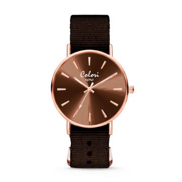 Colori XOXO 5 COL571 Horloge – Nato Band – Ø 36 mm – Bruin / Rosékleurig