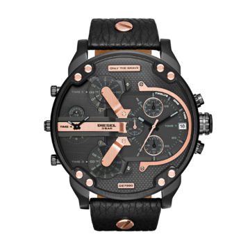 Diesel Horloge Chronograaf Mr. Daddy 2.0 staal/leder zwart 66 mm DZ7350