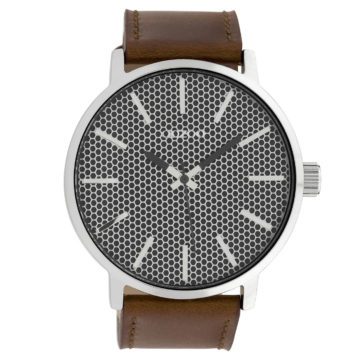 OOZOO C10039 Horloge Timepieces Collection staal zilverkleurig-bruin 48 mm