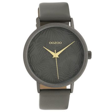 OOZOO C10084 Horloge Timepieces Collection staal/aluminium/leder donkergrijs 42 mm