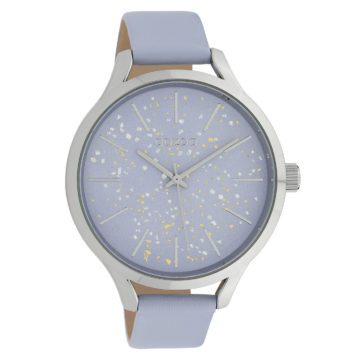 OOZOO C10089 Horloge Timepieces Collection staal/leder zilverkleurig-pastel-lila 44 mm