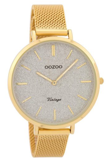 OOZOO Horloge Vintage Mesh goudkleurig-grijs 40 mm C9378