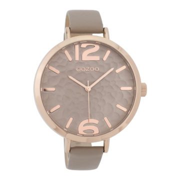 OOZOO Horloge Timepieces Collection staal/leder rosekleurige-taupe C9712