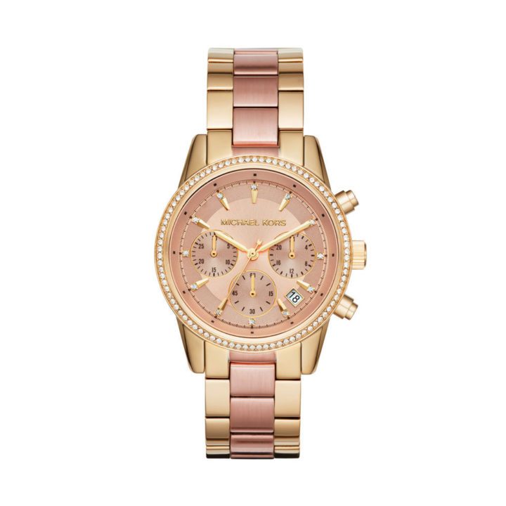 Michael Kors Horloge Ritz staal rosé- en goudkleurig MK6475