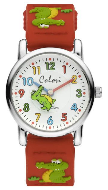 Colori Kinderhorloge Krokodil staal/nylon rood 28 mm 5-CLK064