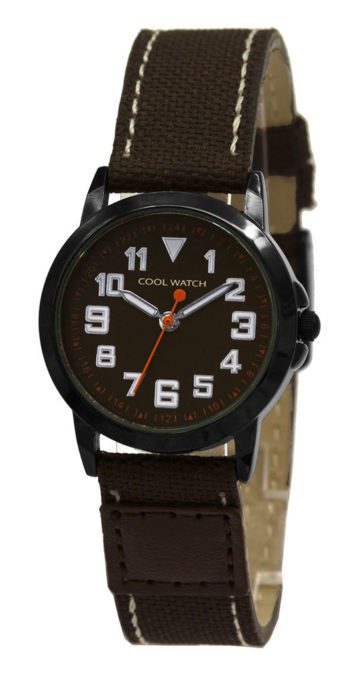 Coolwatch kinderhorloge 'Jort' canvas-staal bruin-zwart CW.247