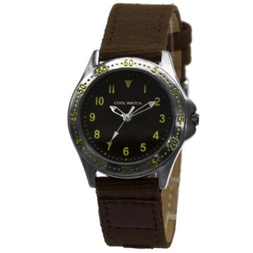 Coolwatch kinderhorloge 'Bolk' staal-canvas Bruin CW.257