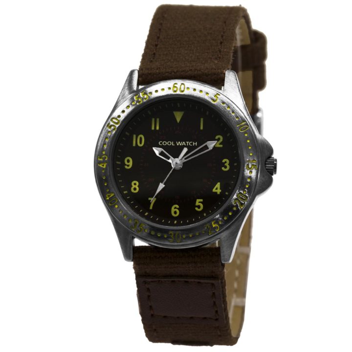 Coolwatch kinderhorloge 'Bolk' staal-canvas Bruin CW.257