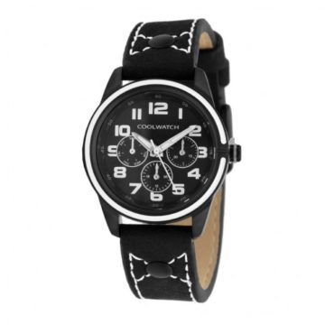 Coolwatch CW.251 kinderhorloge 'Jack Zwart' staal-leder